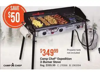Bass Pro Camp chef® expedition 3-burner stove offer