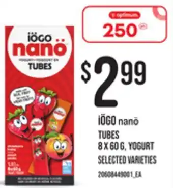 Zehrs Markets Iögo nanö tubes yogurt, 8 x 60 g offer