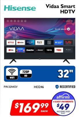 Factory Direct Hisense vidaa smart hdtv offer
