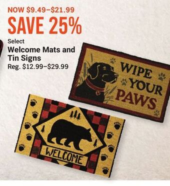 Bass Pro Select welcome mats and tin signs offer