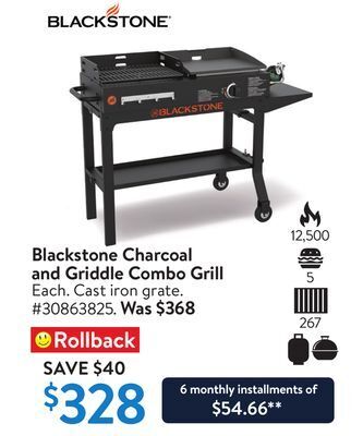 Walmart Blackstone charcoal and griddle combo grill offer