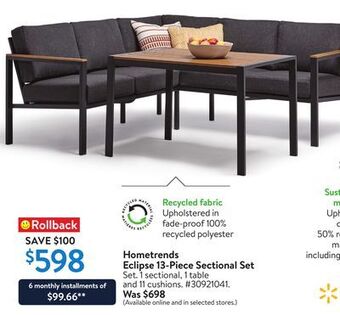 Walmart Hometrends eclipse 13-piece sectional set offer