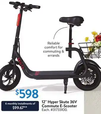 Walmart 12" hyper skute 36v commute e-scooter offer
