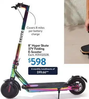 Walmart 8" hyper skute 37v folding e-scooter offer