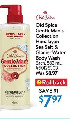 Walmart Old spice gentleman's collection himalayan sea salt & glacier water body wash offer