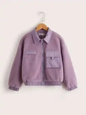 SheIn Shein girls flap pocket drop shoulder teddy jacket offer