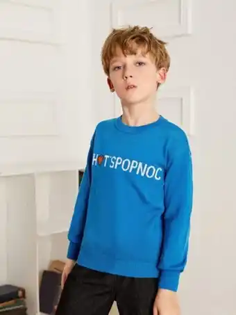 SheIn Shein boys heart and letter pattern sweater offer
