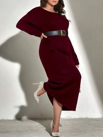 SheIn Plus drop shoulder sweater dress without belt offer