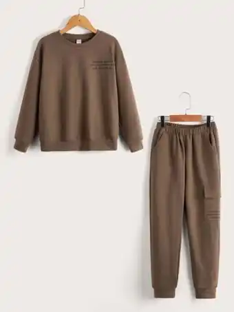 SheIn Shein boys letter graphic pullover & sweatpants set offer