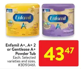 Walmart Enfamil a+, a+ 2 or gentlease a+ powder tub offer