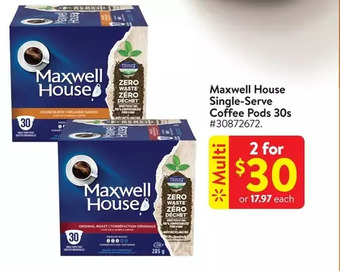 Walmart Maxwell house single-serve coffee pods offer