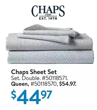Walmart Chaps sheet set double | queen offer