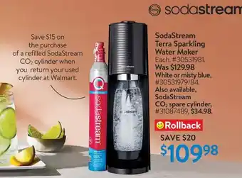 Walmart Sodastream terra sparkling water maker | sodastream co2 spare cylinder offer