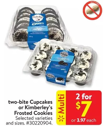 Walmart Two-bite cupcakes or kimberley's frosted cookies offer