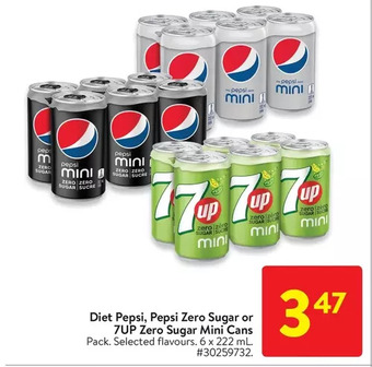 Walmart Diet pepsi, pepsi zero sugar or 7up zero sugar mini cans offer