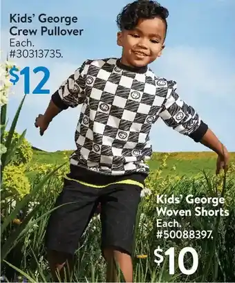 Walmart Kids' george crew pullover | kids' george woven shorts offer