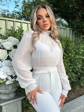 SheIn Shein sxy frill trim lantern sleeve peplum blouse without bra offer