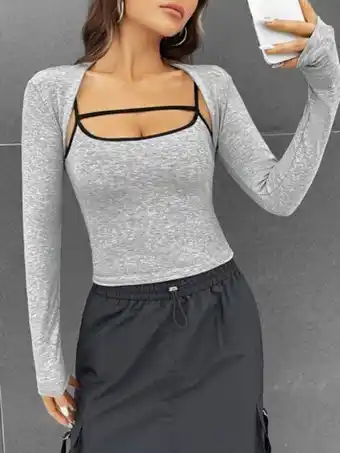 SheIn Contrast binding cami top & super crop top offer