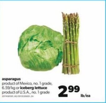 Real Canadian Superstore Asparagus or Iceberg Lettuce offer