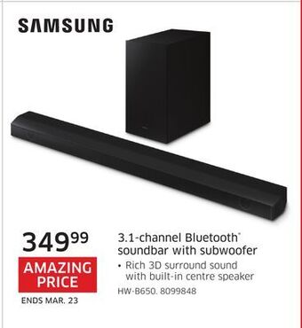 The Source Samsung 3.1-channel bluetooth soundbar with subwoofer offer