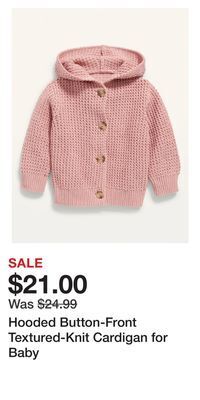Old Navy Hooded button-front textured-knit cardigan for baby offer