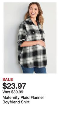 Old Navy Maternity plaid flannel boyfriend shirt offer