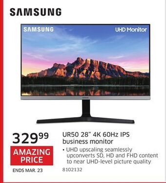 The Source Samsung ur50 28" 4k 60hz ips business monitor offer