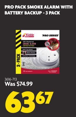 Home Hardware Pro pack smoke alarm with battery backup - 3 pack offer