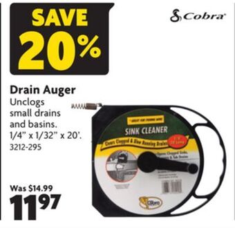 Home Hardware Drain auger offer