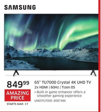 The Source Samsung 65" tu7000 crystal 4k uhd tv offer