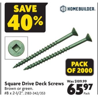 Home Hardware Square drive deck screws offer