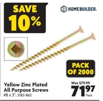 Home Hardware Yellow zinc plated all purpose screws offer