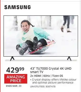 The Source Samsung 43" tu7000 crystal 4k uhd smart tv offer