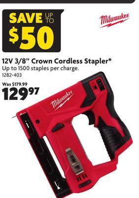 Home Hardware 12v 3/8" crown cordless stapler offer