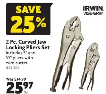 Home Hardware 2 pc. curved jaw locking pliers set offer