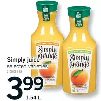 Fortinos Simply juice offer