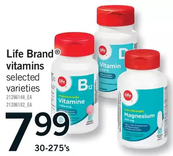 Fortinos Life brand vitamins offer