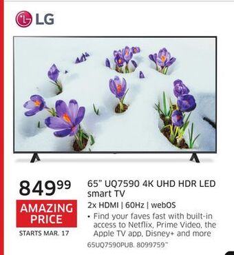 The Source Lg 65" uq7590 4k uhd hdr led smart tv offer