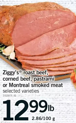 Fortinos Ziggy's roast beef, corned beef, pastrami or montreal smoked meat offer