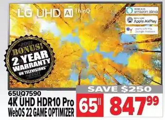 2001 Audio Video Lg 65" 4k uhd hdr10 pro webos 22 game optimizer offer