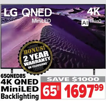 2001 Audio Video Lg 65" 4k qned miniled backlighting offer