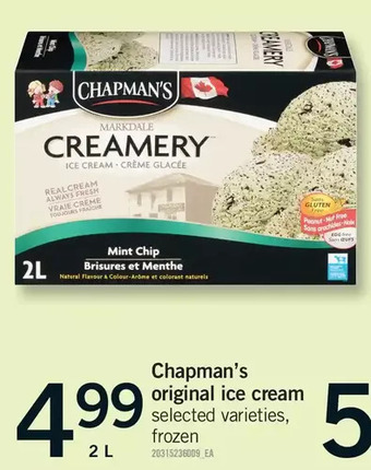 Fortinos Chapman's original ice cream offer