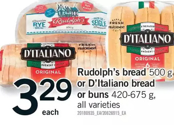Fortinos Rudolph's bread or d'italiano bread or buns offer