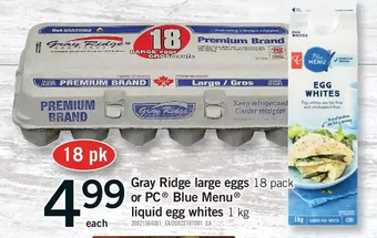 Fortinos Gray ridge large eggs or pc blue menu liquid egg whites offer