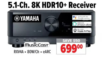 2001 Audio Video Yamaha 5.1-ch. 8k hdr10+ receiver offer