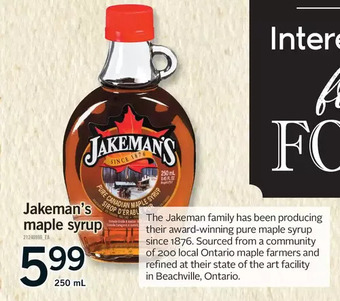Fortinos Jakeman's maple syrup offer