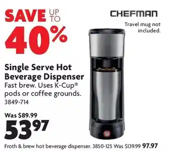 Home Hardware Single serve hot beverage dispenser | froth & brew hot beverage dispenser offer