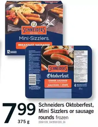 Fortinos Schneiders oktoberfest, mini sizzlers or sausage rounds offer