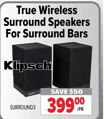 2001 Audio Video Klipsch true wireless surround speakers for surround bars offer