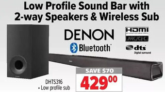 2001 Audio Video Denon low profile sound bar with 2-way speakers & wireless sub offer